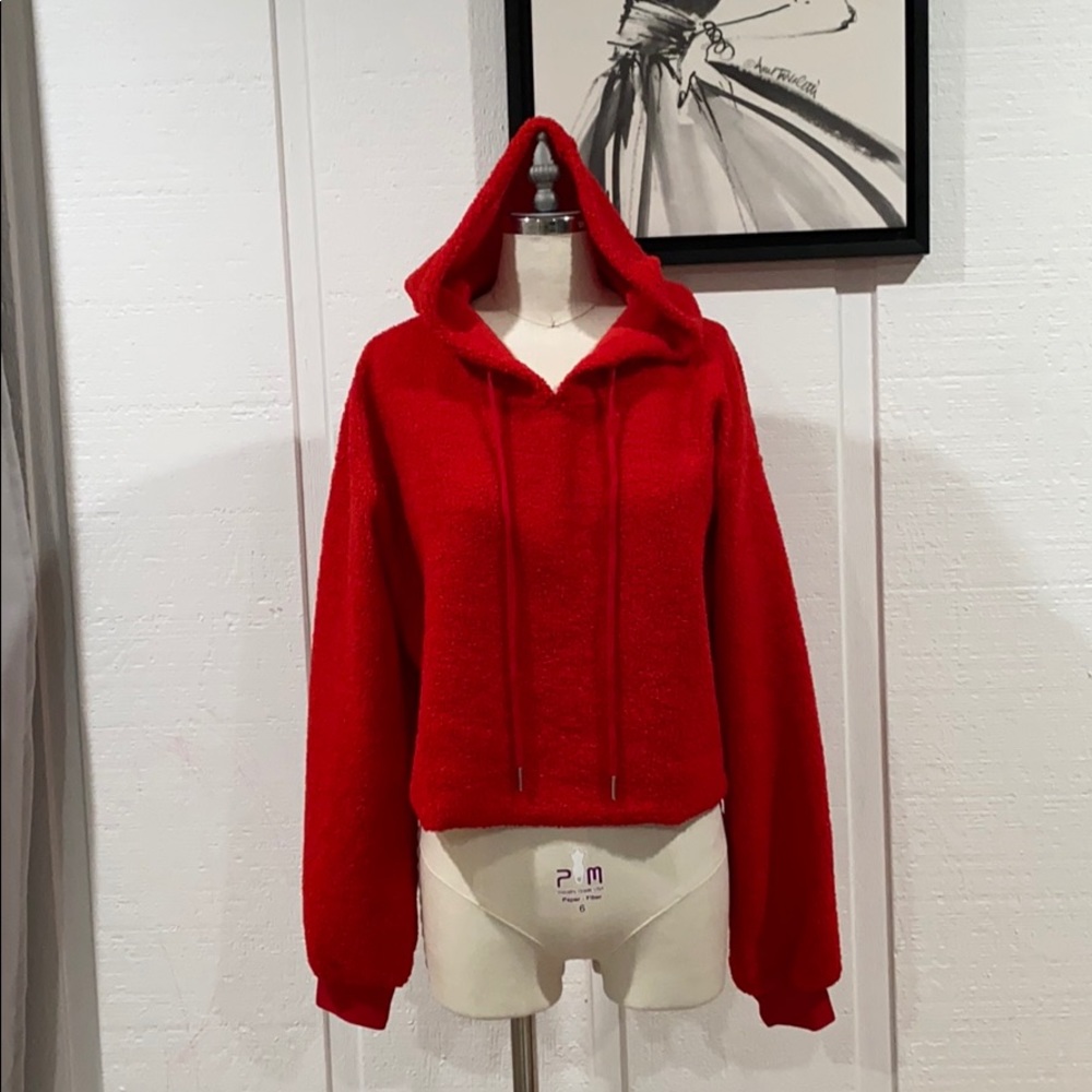 Teddy red cropped hooded sweater from Caruso